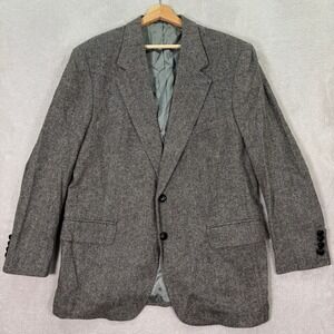 VINTAGE Savile Row Mens 42r Herringbone TWEED Wool Lambswool Blazer Jacket‎ EUC